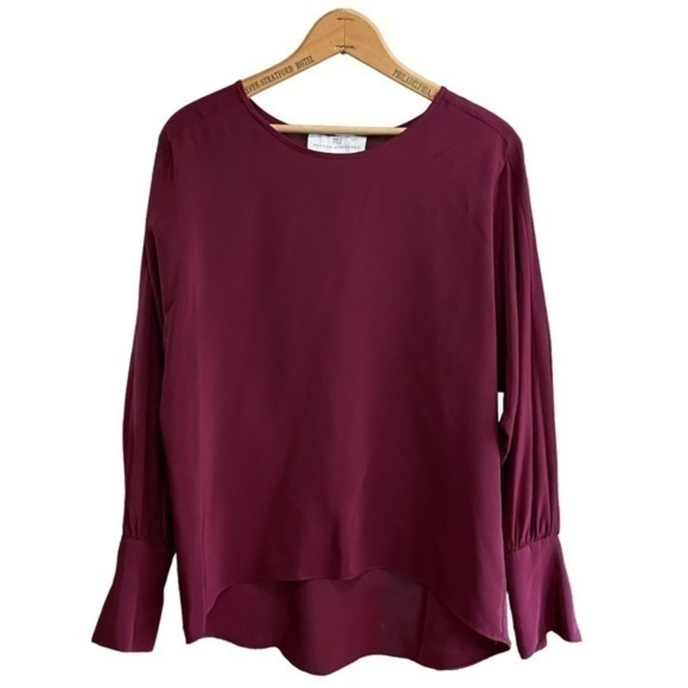 Amanda Uprichard Silk Burgundy Maroon Red Wine Long Sleeve Blouse Small